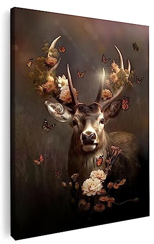 Artmazing Hirsch Bild bunt | Hirsch Leinwand | Coole Wandbilder Wohnzimmer | Bild Hirsch | Leinwand Hirsch | Bilder Wand | Bild Leinwand XXL | Buntes Poster für Wand