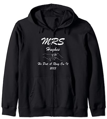 Mrs. HUGHES 2023, er hat einen Ring darauf gelegt, Verlobung, Hochzeit Kapuzenjacke