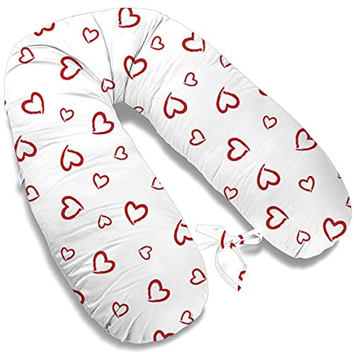 ekm trade 170cm XXL Typ I Stillkissen mit abnehmbarem Bezug Schwangerschaftskissen Lagerungskissen Seitenschläferkissen Handmade 100% Zertifizierte Baumwolle Geräuschlos (6, Kissen + Bezug)