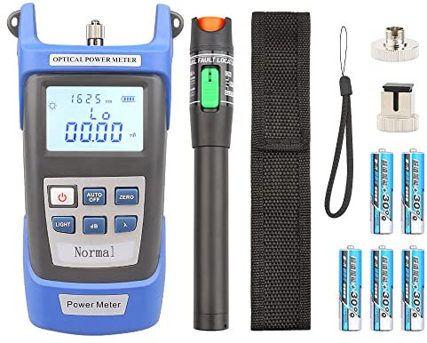 Kit de herramientas de fibra óptica,HUIOP Kit de herramientas de fibra óptica Medidor de potencia óptica de mano Probador de fibra óptica de 30 mW Tipo de pluma portátil Luz roja Localizador visual de