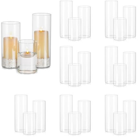 Kerzengläser Glaszylinder für Kerzen Windlicht Glas: Hewory 24er Kerzenglas Gross Windlichter Glasvase Zylinder für Tischdeko Hochzeit Weihnachten - Glaszylinder mit Boden Gläser für Kerzen