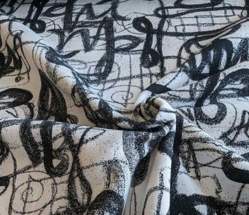 French Terry, Sweatshirtstoff, Graffiti auf Ecru Meterware, 50 cm