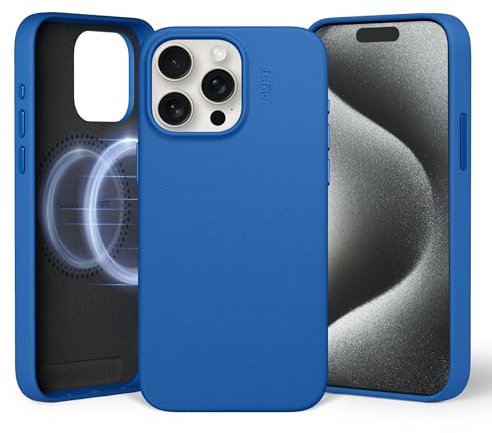 MOFT Magnetische Hülle für iPhone 15 Pro Max Kompatibel mit MagSafe, MOVAS Vegane Lederhülle, Weiches Berührungsgefühl, Farbbeständigkeit, Kratz- & Schmutzabweisend, Leicht zu Reinigen, Sapphire