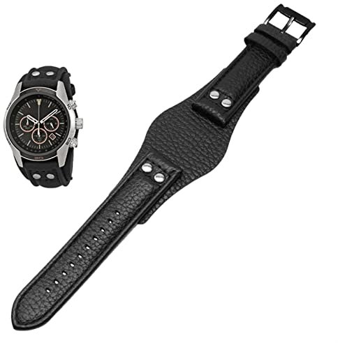 HEPUP Echtes Leder-Armband für Fossil CH2592 CH2564 CH2565 CH2891CH3051 Armband 22 mm Männer Tablett Gurt mit Nieten-Stil, 20 mm, Achat