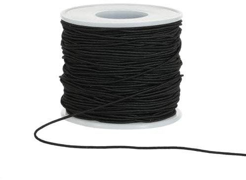 Cordon élastique noir robuste pour bracelets, 1 mm x 50 m pour la fabrication de bijoux, colliers, perles et travaux manuels (noir)