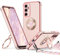 XYZ Coque pour Samsung Galaxy A14 5G, avec Double Anneau de Support Cœur, avec Lanière pour Filles et Femmes, Coque de Protection Luxe Mignonne et Scintillante pour Samsung A14 5G, Rose
