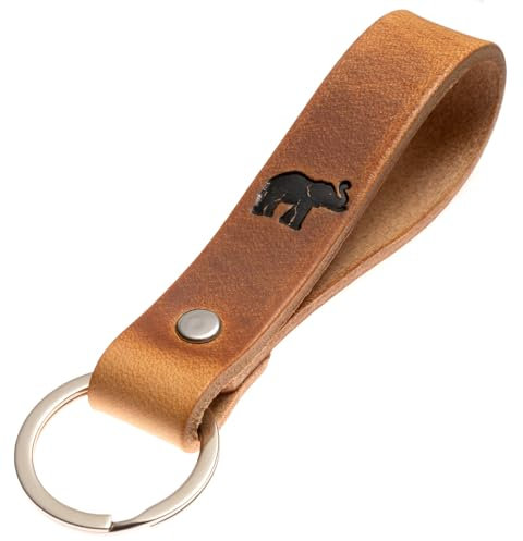 ELBERCRAFT® Schlüsselanhänger Leder ELEFANT der Schlüssel Organizer für deine Schlüsseltasche keychain made in Germany braun Gravur schwarz