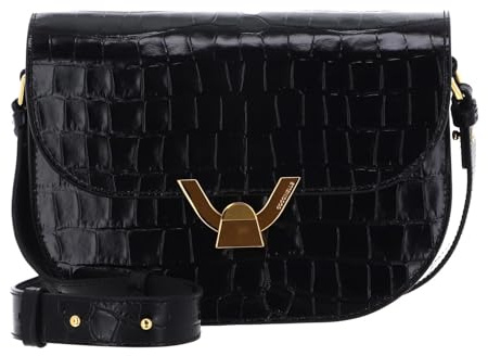 Coccinelle Leder Umhängetasche Dew Crossbody Shiny Soft Croco Print Leather Noir schwarz