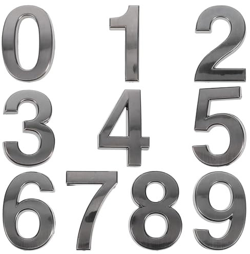10 stücke Tür Zahlen 0-9 Hausnummer Türnummer Selbstklebende Nummern für Büro Hotel Silber Briefkasten Zahlen Adresse Zeichen Hausnummer