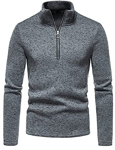 Herren Ski-Rolli mit Reißverschluss Langarm Funktionsshirt Flexibles atmungsaktives T-Shirt Long sleeve Rolli Herrenshirt Outdoor Einfarbig Stehkragen Sweatshirt Classic Streetwear Sportshirt