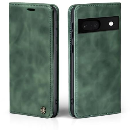 LBH Handyhülle für Google Pixel 7a in Grün mit Karten- und Geldfach Smartphone Hülle mit Standfunktion Flip Case Schutzhülle Magnetverschluss Vintage