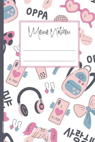 Notizbuch Kpop: Buch A5 liniert für Notizen im Korea Style cooles Notizheft K-Pop Design die Geschenkidee für Korea-Fans schönes Koreanisches Tagebuch für Kdrama Liebhaber als K Pop Geschenk