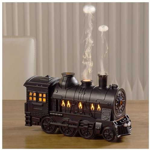 Locomotive Humidifier, 300ml with Remote Control, 2 Light 2 Mist Mode Auto Shut-Off Easy to Clean Humidifier Train Humidifiers for Bedroom for Home,Office,Hotel,black