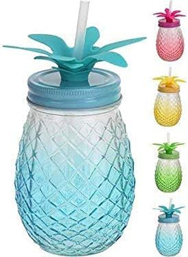 Generisch Botella con pajita de 400 ml, cristal de cactus con pajita (A)