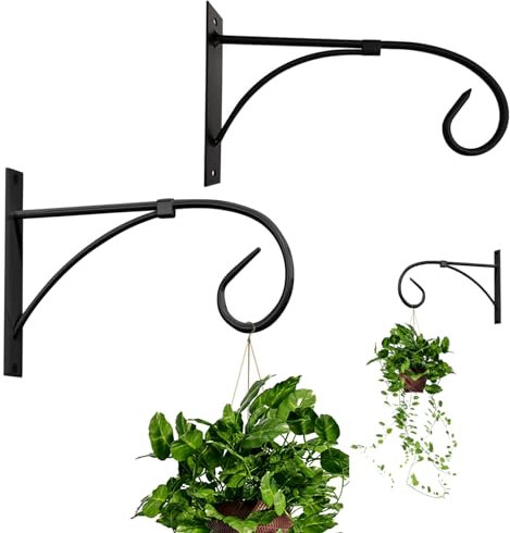 Jeorywoet 2Pcs Hanging Basket Bracket Hooks Fence Post Brackets Fence Panel Clips Concrete Fence Posts Fence Post Hanging Basket Brackets (Black), concrete fence post brackets