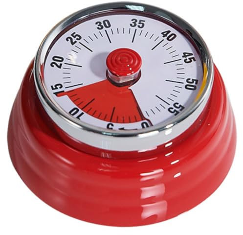 Tissting Mechanical Kitchen Timer, Countdown Timer Visual Timer Management Cooking Magnetic Timer Clock 60 Minutes Rotating Egg Timer for Cooking Classroom Fitness (Red)