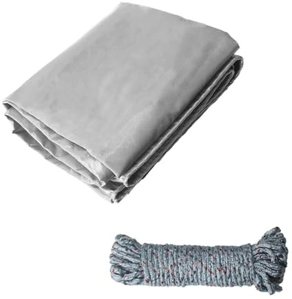 COEWUR Lona Impermeable Exterior 420 g/m² Lona de Protección con Ojales y 10m Cuerda 2 x 1m Lonas Resistente a Los Rayos UV para Piscina Coche Barco Madera Muebles de Jardín (Gris)