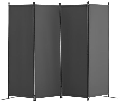 VEVOR Divisorio per Ambienti, Divisori per Ambienti a 4 Pannelli e Schermi Pieghevoli per Privacy, Divisori Ambienti Tessuto per Ufficio, Camera da Letto, Sala da Pranzo, Indipendenti, Grigio Chiaro