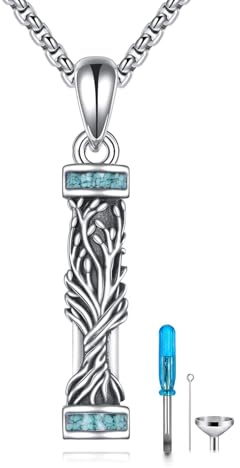URONE Urn Necklace for Ashes 925 Sterling Silver Cremation Pendant That Holds Ash Memorial Jewellery Gifts for Loved Ones