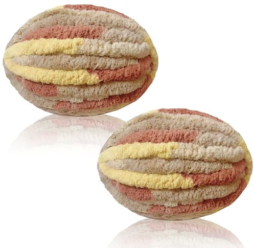 Duscdesp Confezione da 2 gomitoli di filato super grosso da 240 g, per lavori a maglia a mano, in ciniglia, per coperte, cappelli, sciarpe, coperte, cuscini e letto per gatti