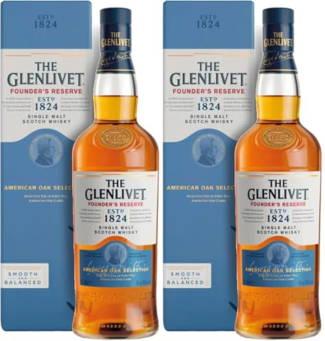 Glenlivet Founder's Reserve Single Malt Scotch Whisky – Schottischer Single Malt Whisky aus der Speyside Region – 1 x 0,7 l (Packung mit 2)