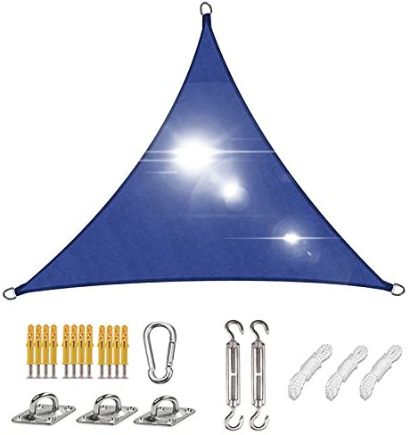 LYDBMYT Dreieckiges Sonnensegel für den Garten im Freien, 5 x 5 x 5 m, mit wasserdichtem Schattentuch, Terrassenüberdachung, Markise, Sonnenschutzabdeckung für UV-Schutz, inklusive Hardware-Kit