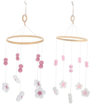 JOINPAYA 2stücke Nordic Windspiel Für Babybett Boho Krippenmobile Mit Blumen Und Pompons Dekorative Kinderzimmergestaltung Für Kleinkinder Beruhigende Klänge Für Entspannte