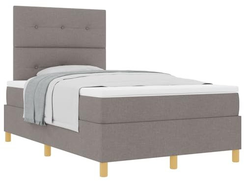 vidaXL Verstellbarer Kopfteil Bettrahmen in Taupe Massivholz Kiefer 120 X 200 cm Größe Modernes Design Einfache Montage Einzelnutzung Schlafzimmermöbel Stoffmatratzenbasis