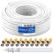 deleyCON HQ+ - Cable coaxial de satélite (30 m, 135 dB, apantallamiento de 5 vías, para DVB-S, S2 DVB-T y DVB-C, 4K, 1080p, Full HD, HDTV, incluye 10 conectores F dorados)