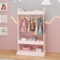 [en.casa] Portant à Vêtements pour Enfants Portemanteau avec Compartiments de Rangement Ouverts Miroir Ovale et 3 Patères Porte-Habits Organisateur pour Chambre d'enfant MDF 115 x 63 x 38 cm Rose