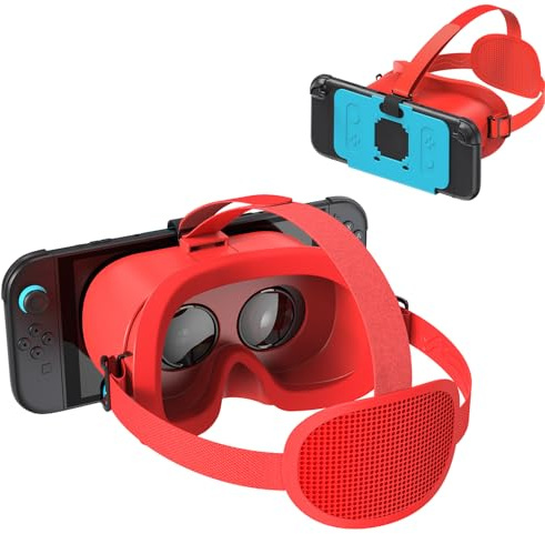 Auriculares VR actualizados para Nintendo Switch 2 (2025), gafas de realidad virtual con lente HD ajustable y cómoda diadema, gafas 3D para accesorios Switch 2 (azul rojo)