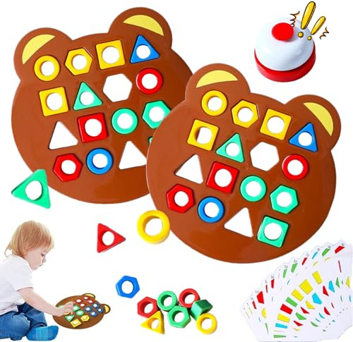 Formen-Zuordnungsspiel, Geometrisches Formen-Schnellzuordnungsspiel, Farb-Lernspielzeug, Niedliches, Bärenförmiges Schachbrettspiel Für Zwei Spieler (1 Set)