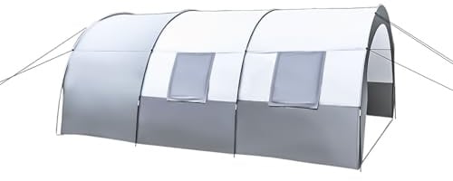 6 Personen Tunnel Zelt für Camping, Wasserdicht 1500mm Regenfest mit 50+ UV Schutz, Großes Familienzelt mit 3D Mesh Fenstern und Tragetasche, Einfacher Aufbau für Outdoor Wandern
