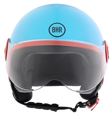 BHR Rollerhelm Demi-Jet, Motorradhelm 835 Special | Zulassung ECE 22.06, Rollerhelm mit Anti-Kratz-Visier, Mikrometrischer Auslösung und Abnehmbare Wangenpolster