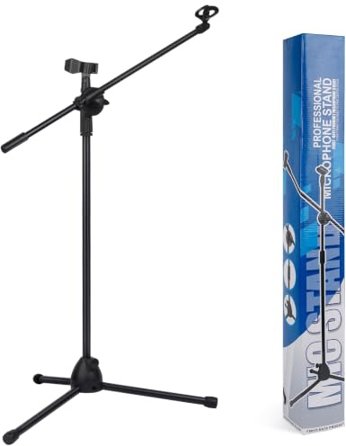 Doppeltes Mikrofonständer Einstellbare 80-180cm Mikrofonstativ Mikrofon Ständer mit 2 Mikrofonklemmen Einen mit Schwenkarmen Tragbar & Faltbar Stabilen Stand für Singen Studio Rundfunk (80-180cm)