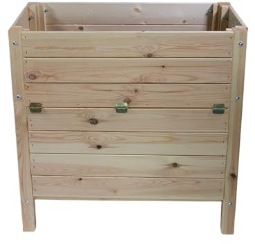 mgc24 Hochbeet Kiefernholz Natur, 80 x 40 x 78 cm mit Ablage & Verkleidung | Stehender Pflanzkasten aus Holz, Für Garten/Terrasse/Balkon, vielseitig nutzbar, robust & stabil, einfache Montage