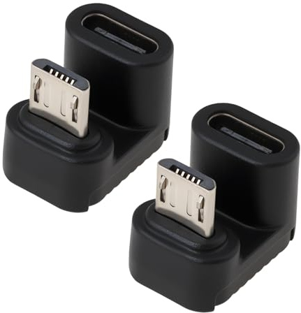 MechPort 2 Pack Micro USB to USB C Charging Data Adapter U Shaped Right Angle Up Compatible with Micro USB Devices