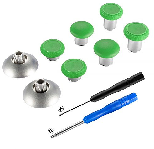 eXtremeRate Stick Analogique de Remplacement pour Xbox One Standard/X/S/Elite, Compatible avec PS4/Slim/Pro Manette, Joysticks Magnétiques en Métal 4 en 1, Vert