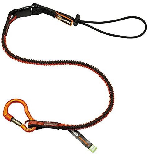 Shock Absorbing Tool Lanyard with Self-Locking Carabiner and Detachable Loop End, Tool Weight Capacity 5lbs, Ergodyne Squids 3102, Orange & Gray, Standard (3102F(x))