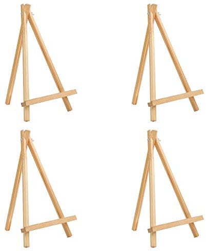 BELLE VOUS Tisch Staffelei Holz Bildhalterung Ständer (4er Pack) - 30 cm - Kleine Natur-Kiefer Dreibein Staffelei Holz Klein für die Präsentation von Gemälden - Kunst & Handwerk und Rahmen