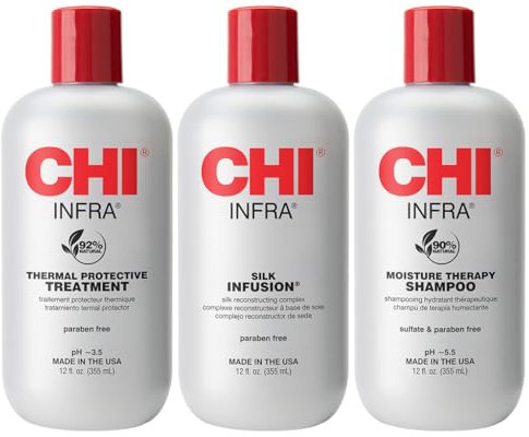 CHI Infra Trio Geschenkset 355 ml Infrarot-Shampoo + 355 ml Infrarot-Behandlung + 355 ml Seidenaufguss