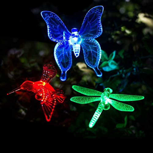 GIGALUMI Solar Garden Lights Outdoor Waterproof Butterfly Path Lights 3 Pc