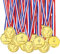 Pllieay 48 Stücke Gold Medaillen Kunststoff Gold Gewinner Medaillen für Kinder Sport Party, Wettbewerb, Preise