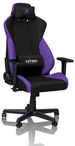 NITRO CONCEPTS S300 Chaise de Gaming - Chaise de Bureau - 135 kg - Inclinable de 90 ° à 135 ° - Réglable en Hauteur - Accoudoirs 3D - Noir/Violett