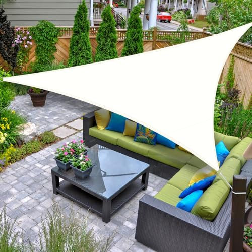 AXT SHADE Vela Ombreggiante Impermeabile Triangolare 3x3x3m Tenda a Vela Parasole e Protezione Raggi UV per Esterno Terrazza Giardino-Crema