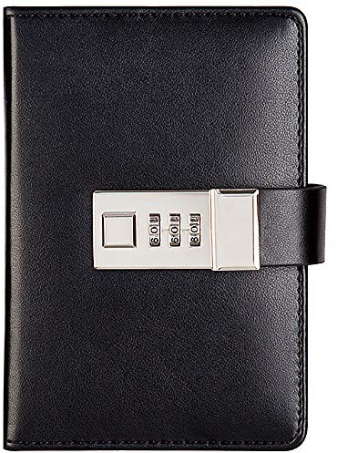 A7 Notebook with Combination Lock Password Lock Leather Notepad Secret Diary Journal 96 Sheets