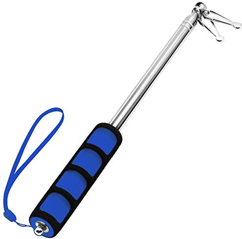 Astas de bandera telescópicas de mano azules de 5 pies, bastón portátil ANLEY con clips-Acero inoxidable ligero extensible-Asta de bandera plegable para guías turísticos y puntero para profesores