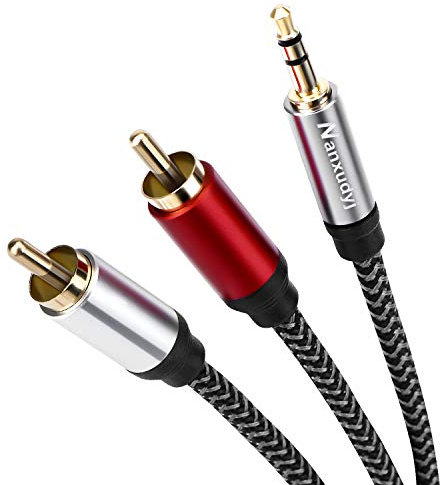 Nanxudyj 3.5mm to 2RCA Audio Cable 1M,Nylon-Braided 3.5mm AUX to 2 RCA Audio Cable for Stereo Receiver Speaker Smartphone Tablet HDTV MP3 Player & More Stereo Cable Audiophiles Headphone RCA Cable