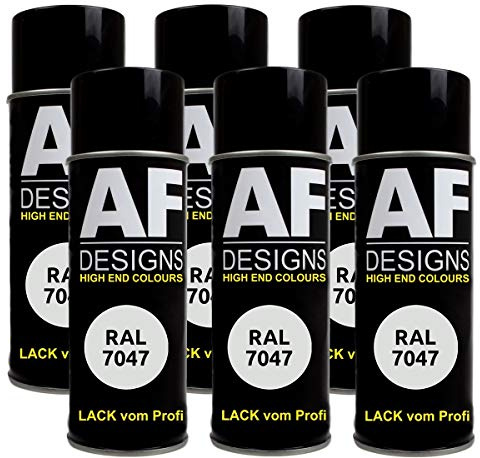 Alex Flittner Designs Spraydose RAL7047 TELEGRAU 4 glänzend, glänzend | 6er Pack RAL Spraydosen a 400 ml pro Dose