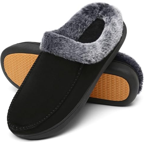 Mishansha Zapatillas Casa Mujer Invierno Pantuflas Antideslizantes Zapatillas de andar por Casa Memory Foam Slippers para Mujer Negro,Gr.37 EU